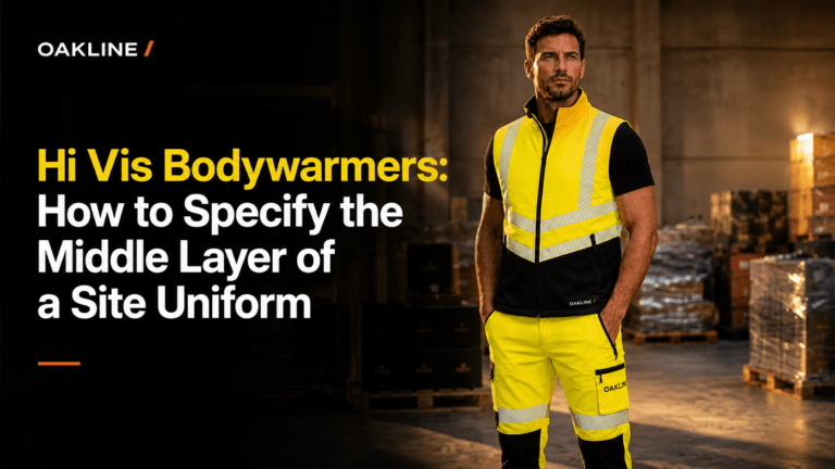 Worker wearing hi-vis bodywarmer in warehouse