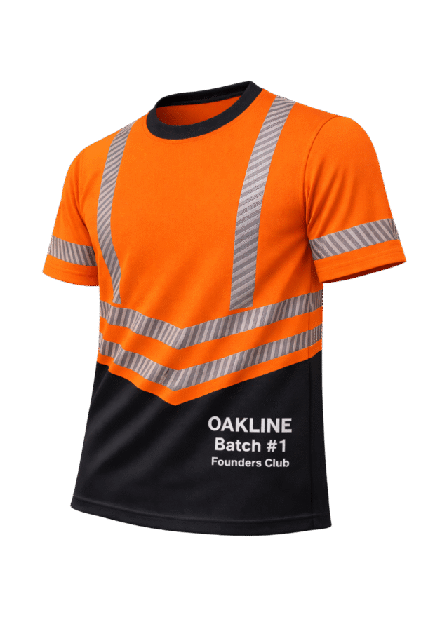 OAKLINE The Robin Hi Vis T Shirt - Orange - Front Lightweight