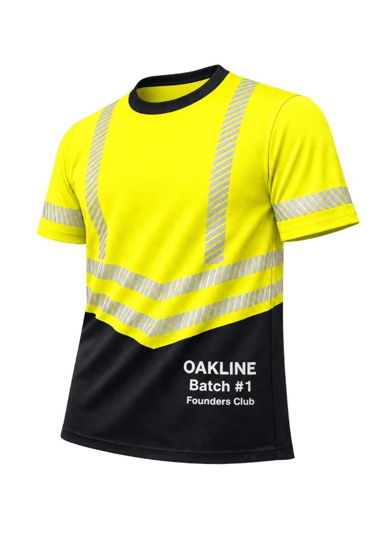 High-visibility yellow and black reflective work T-shirt