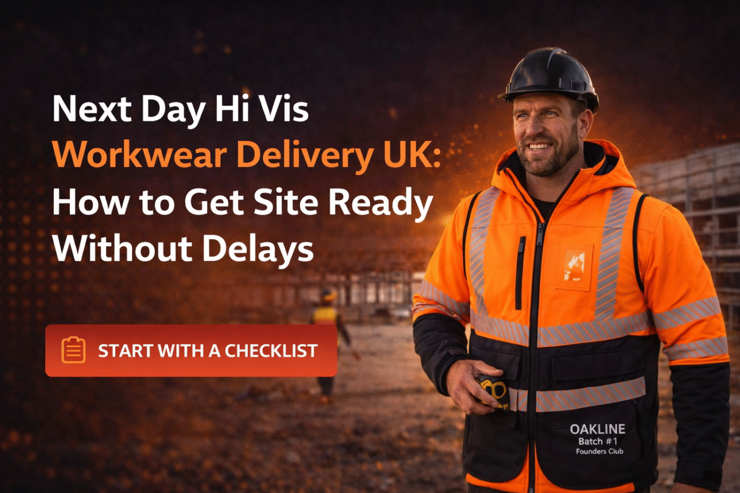 Construction worker in orange hi-vis on building site