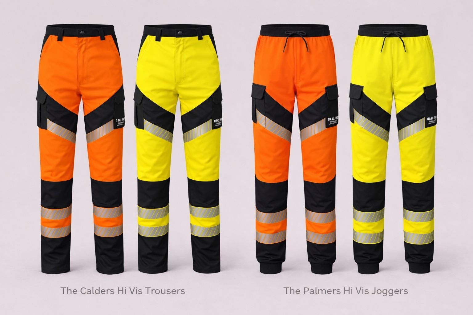 OAKLINE The Calders in orange & Yellow next to the OAKLINE The Palmers in Orange & Yellow