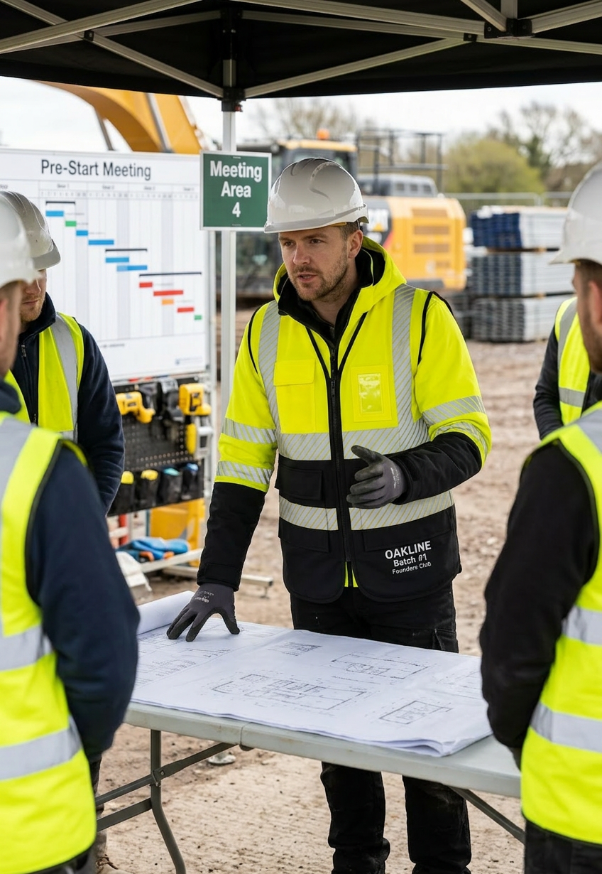 OAKLINE The Blake Hi Vis Executive Vest In Yellow - manager carrying out a meeting